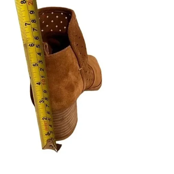 GIANNI Bini Reezy Ankle Suede Perforated Peep Toe Shooties Size 6.5 - Picture 5 of 7